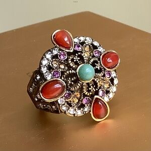 Heidi Daus "Be Still My Heart" Pavé Crystal Ring Vintage SZ 9